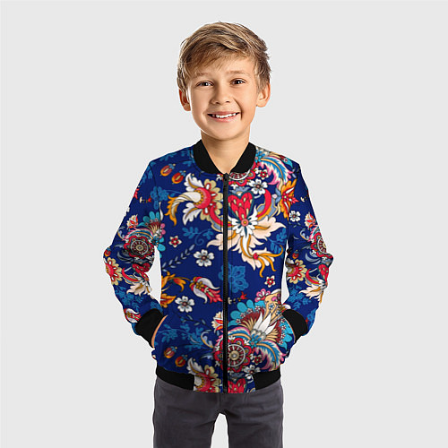 Детский бомбер Экзотический орнамент / 3D-Черный – фото 3