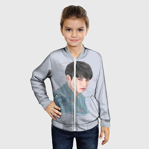 Детский бомбер Jeon Jungkook / 3D-Серый – фото 4