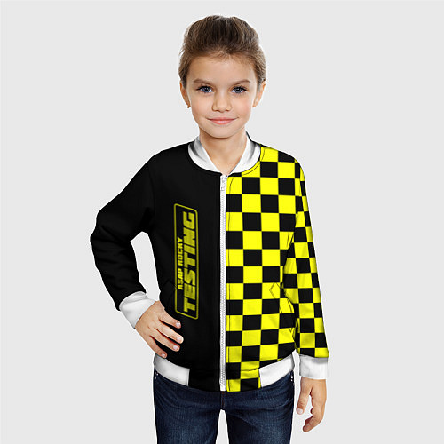 Детский бомбер Testing ASAP Rocky: Yellow Grid / 3D-Белый – фото 4