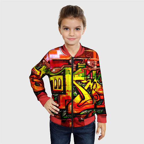 Детский бомбер Red Graffiti / 3D-Красный – фото 4