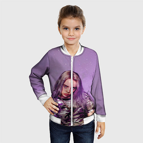 Детский бомбер Billie Eilish: Violet Fashion / 3D-Белый – фото 4