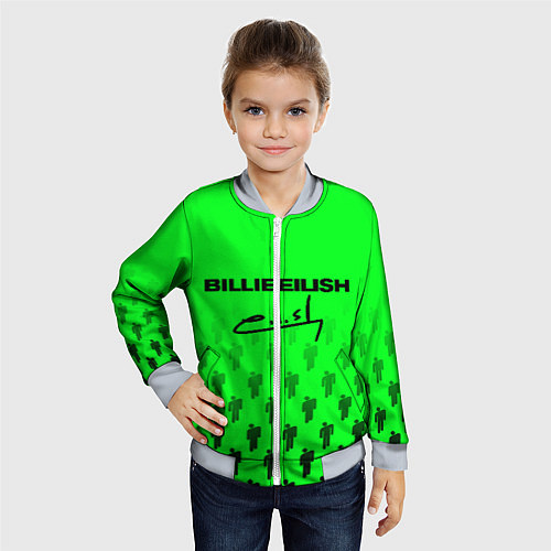 Детский бомбер Billie Eilish: Green Autograph / 3D-Серый – фото 4