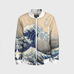 Бомбер детский Kanagawa Wave Art, цвет: 3D-белый