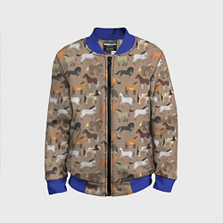 Бомбер детский Кони-лошади, цвет: 3D-синий