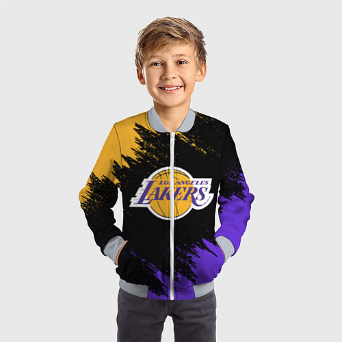 Детский бомбер LA LAKERS / 3D-Серый – фото 3