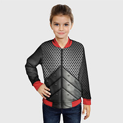 Бомбер детский Броня металлическая, цвет: 3D-красный — фото 2