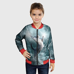 Бомбер детский Грозовой кошак, цвет: 3D-красный — фото 2