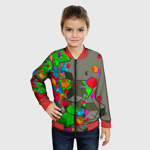 Детский бомбер Кубики / 3D-Красный – фото 4