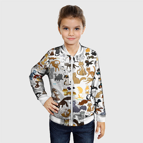 Детский бомбер Котоколлаж 01 / 3D-Белый – фото 4