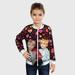 Бомбер детский BTS: Юнмины Чимин и Юнги, цвет: 3D-белый — фото 2