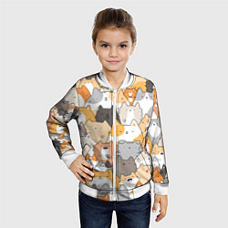 Бомбер детский Кошачья стая, цвет: 3D-белый — фото 2