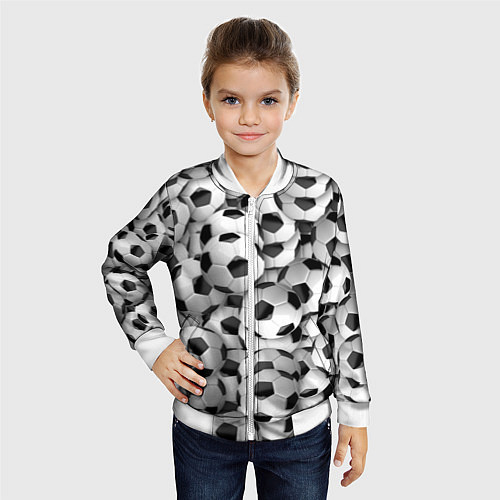 Детский бомбер Футбольные мячи много / 3D-Белый – фото 4