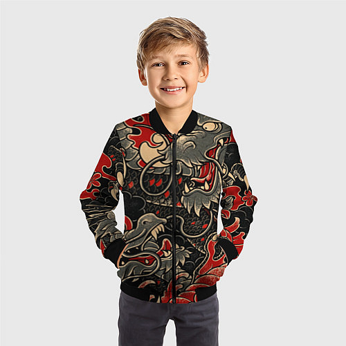 Детский бомбер Dsquared tatoo DRAGON / 3D-Черный – фото 3