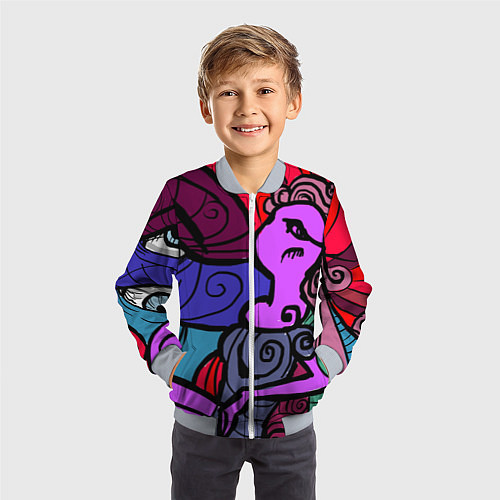 Детский бомбер Девушка / 3D-Серый – фото 3