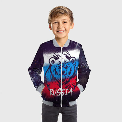 Детский бомбер Russia Bear / 3D-Серый – фото 3