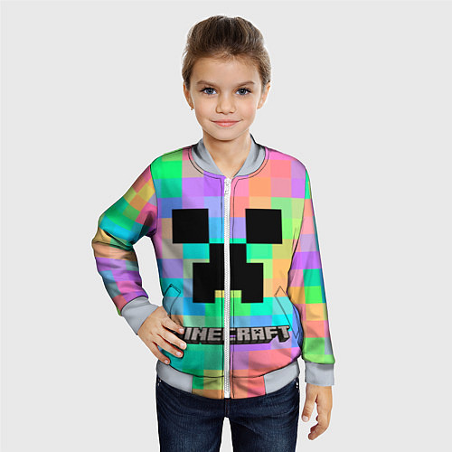 Детский бомбер Minecraft / 3D-Серый – фото 4
