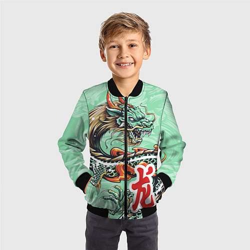 Детский бомбер Изумрудный дракон / 3D-Черный – фото 3