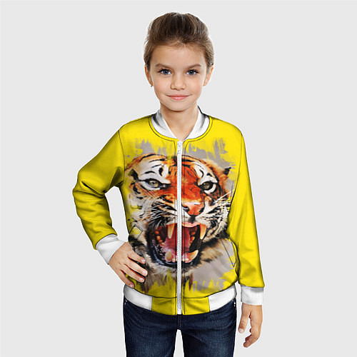 Детский бомбер Оскал тигра / 3D-Белый – фото 4