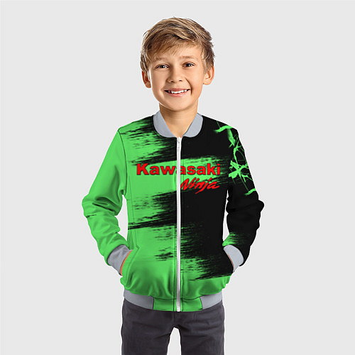 Детский бомбер Kawasaki / 3D-Серый – фото 3
