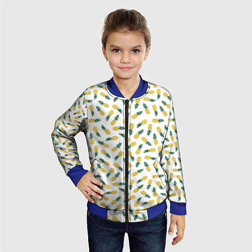 Детский бомбер Ананасы / 3D-Синий – фото 4
