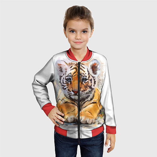 Детский бомбер Tiger Art / 3D-Красный – фото 4