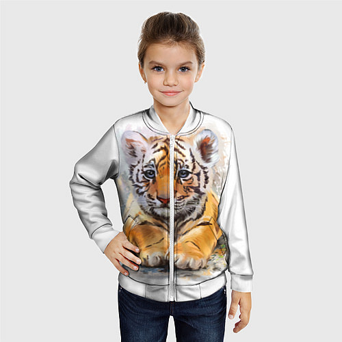 Детский бомбер Tiger Art / 3D-Белый – фото 4