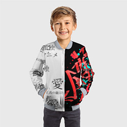 Бомбер детский Японские надписи, цвет: 3D-серый — фото 2