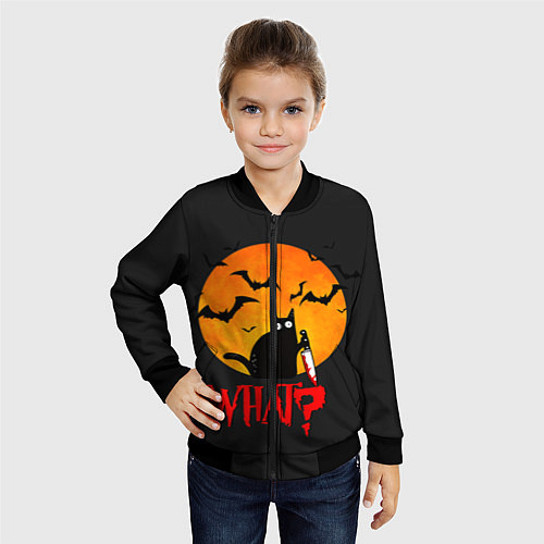 Детский бомбер What Cat Halloween / 3D-Черный – фото 4
