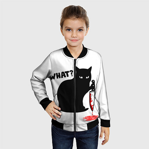Детский бомбер What Cat / 3D-Черный – фото 4