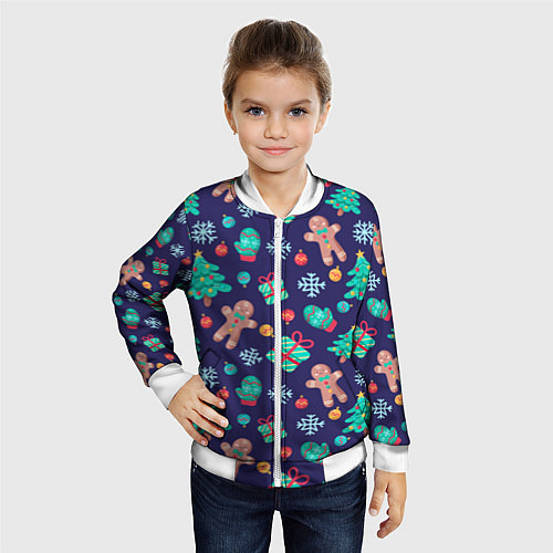 Детский бомбер Новый год / 3D-Белый – фото 4