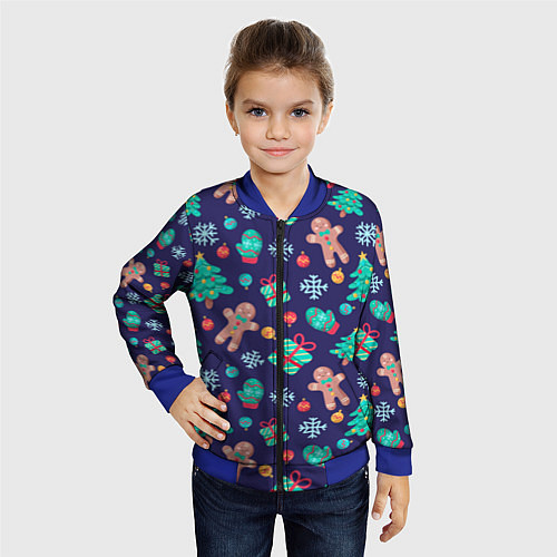 Детский бомбер Новый год / 3D-Синий – фото 4