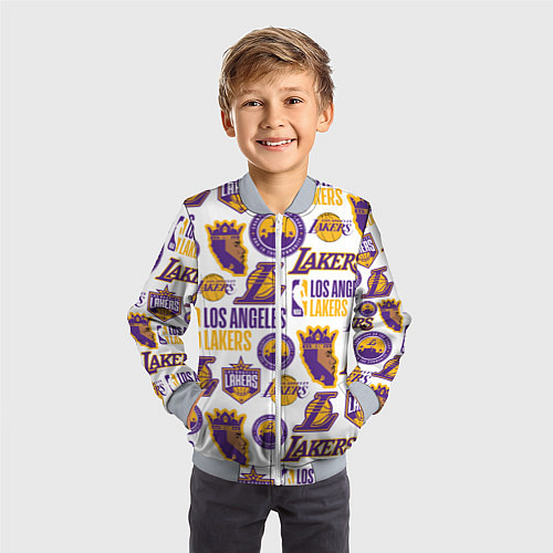 Детский бомбер LAKERS LOGO / 3D-Серый – фото 3