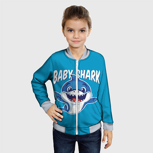 Детский бомбер Baby Shark / 3D-Серый – фото 4