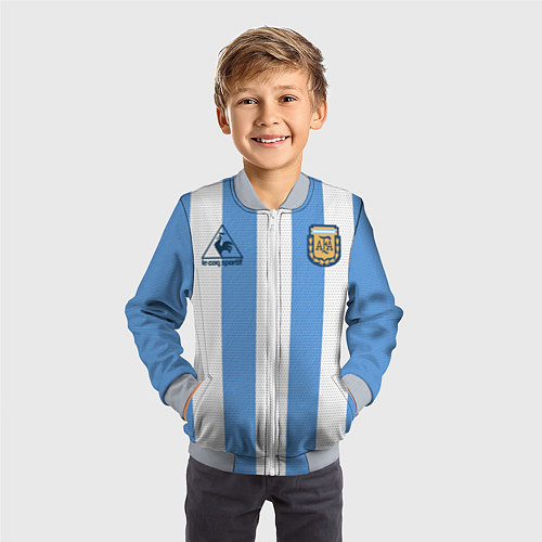 Детский бомбер Джерси Марадоны с автографом / 3D-Серый – фото 3