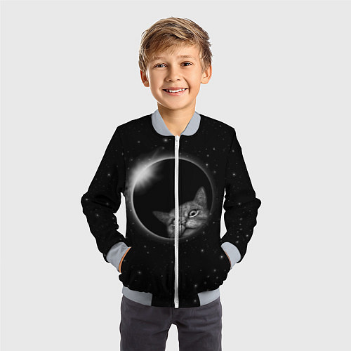 Детский бомбер Кот в Космосе / 3D-Серый – фото 3