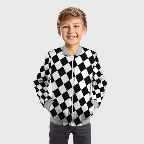 Детский бомбер Клетки / 3D-Серый – фото 3