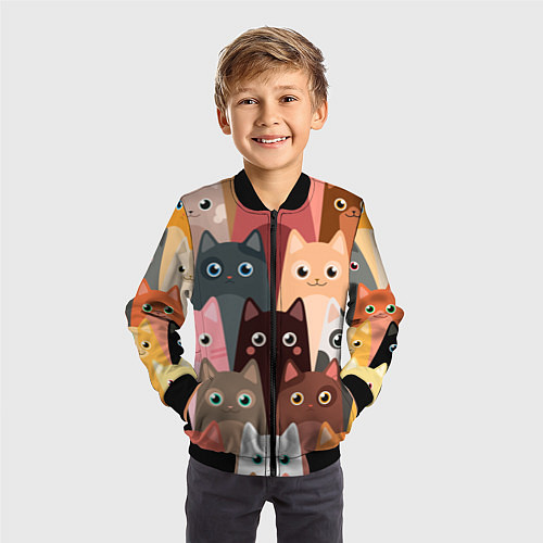 Детский бомбер Котики мультяшные / 3D-Черный – фото 3
