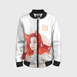Бомбер детский Девушка-лиса, цвет: 3D-черный