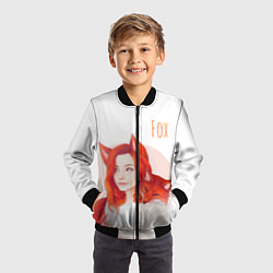 Бомбер детский Девушка-лиса, цвет: 3D-черный — фото 2