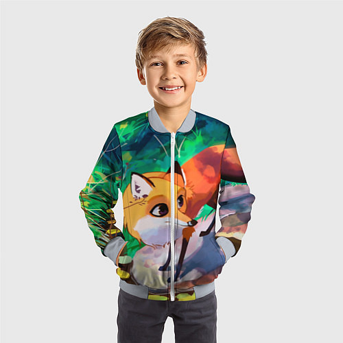 Детский бомбер Лисичка / 3D-Серый – фото 3