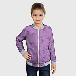 Бомбер детский Листья на фиолетовом фоне, цвет: 3D-серый — фото 2