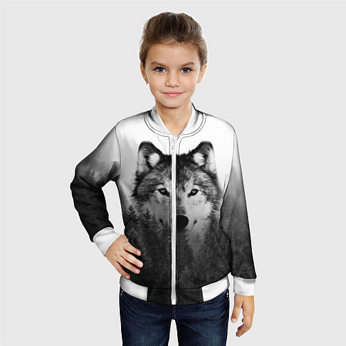 Детский бомбер Волк / 3D-Белый – фото 4