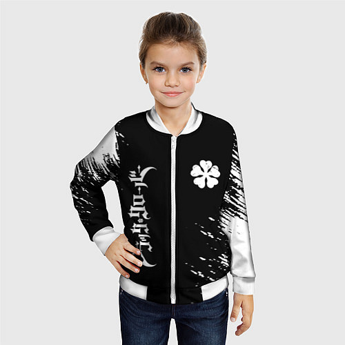Детский бомбер Черный клевер / 3D-Белый – фото 4