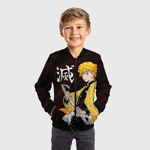 Детский бомбер КЛИНОК РАССЕКАЮЩИЙ ДЕМОНОВ / 3D-Черный – фото 3