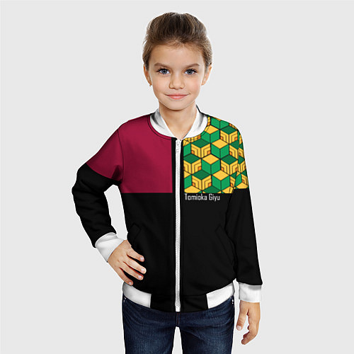 Детский бомбер Гию Томиока Kimetsu no Yaiba / 3D-Белый – фото 4