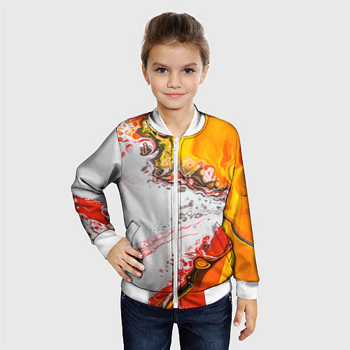 Детский бомбер Рисунок желтой краской / 3D-Белый – фото 4