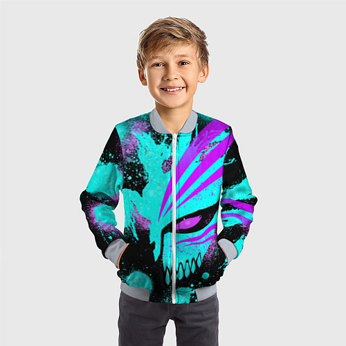 Детский бомбер БЛИЧ МАСКА ПУСТОГО НЕОН / 3D-Серый – фото 3
