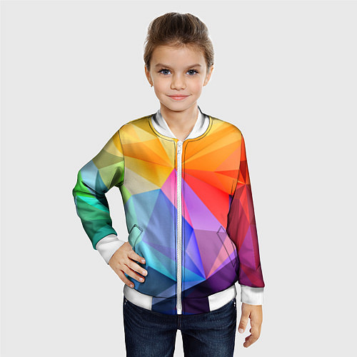 Детский бомбер Радужная геометрия / 3D-Белый – фото 4