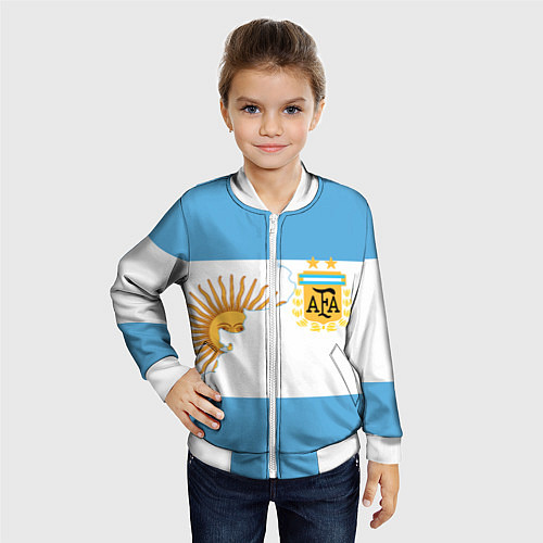 Детский бомбер Сборная Аргентины / 3D-Белый – фото 4