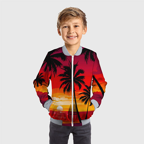 Детский бомбер Гавайский закат / 3D-Серый – фото 3